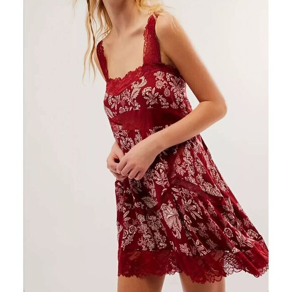 Free People Intimately All Nighter Trapeze Slip Dress Holly Combo Size Medium - Picture 2 of 6